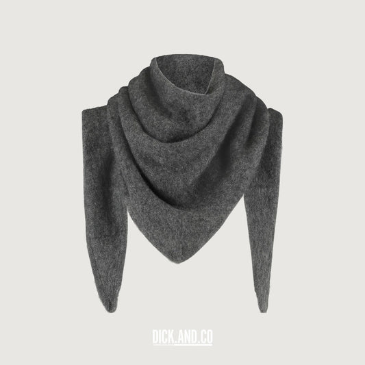 CATWALK JUNKIE Super soft merino triangle sjaal in Dark Grey Melange (grijs), vrijstaand vooraanzicht