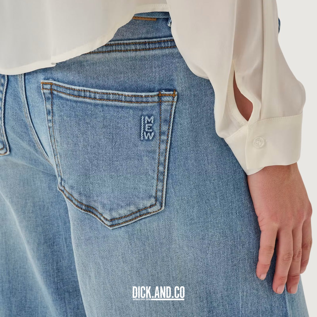 MY ESSENTIAL WARDROBE MWKaro Mid X-Wide Jeans in Light Blue Retro Wash (blauw), detailopname