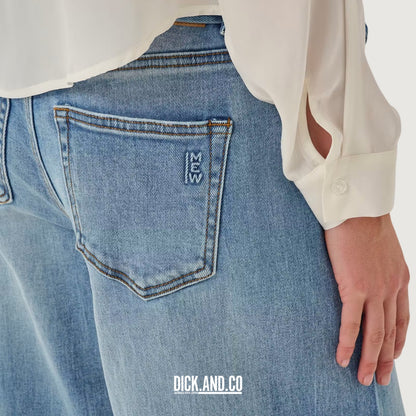 MY ESSENTIAL WARDROBE MWKaro Mid X-Wide Jeans in Light Blue Retro Wash (blauw), detailopname