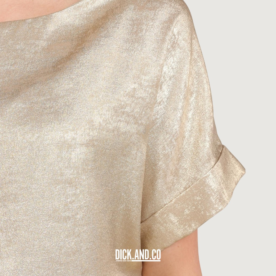 NUKUS Irene top Shiny in Gold (goud), detailopname