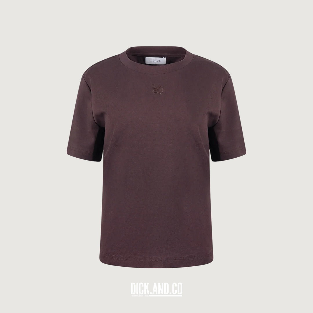 NUKUS Luna shirt in Bruin, vrijstaand vooraanzicht