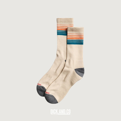 RVLT Jaquard Crew Sock in Offwhite (beige), vrijstaand vooraanzicht