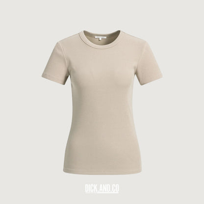 YAYA Aansluitend ribgebreid t-shirt in Grijs, vrijstaand vooraanzicht
