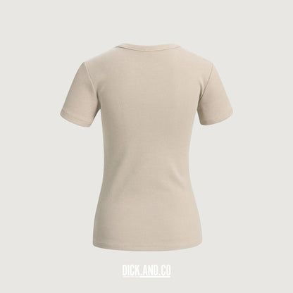 YAYA Aansluitend ribgebreid t-shirt in Grijs, vrijstaand achteraanzicht