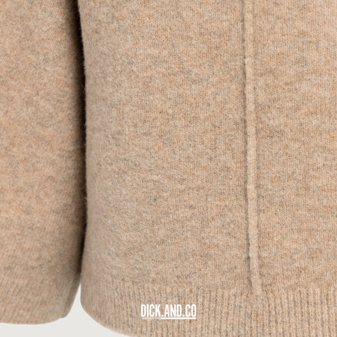 YAYA Gebreide trui met hoge hals en wijde mouwen in Beige, detailopname