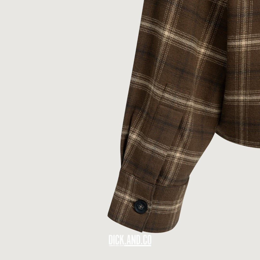YAYA Geruite flanellen blouse in Bruin, detailopname