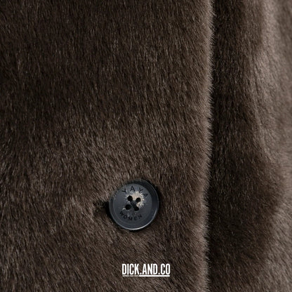 YAYA Oversized omkeerbare jas van imitatiebont in Bruin, detailopname