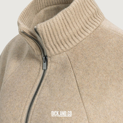 YAYA Ponchojas met ribkraag en ceintuur in Beige, detailopname