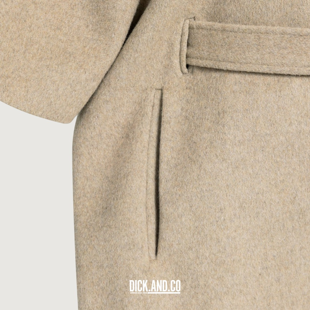 YAYA Ponchojas met ribkraag en ceintuur in Beige, detailopname