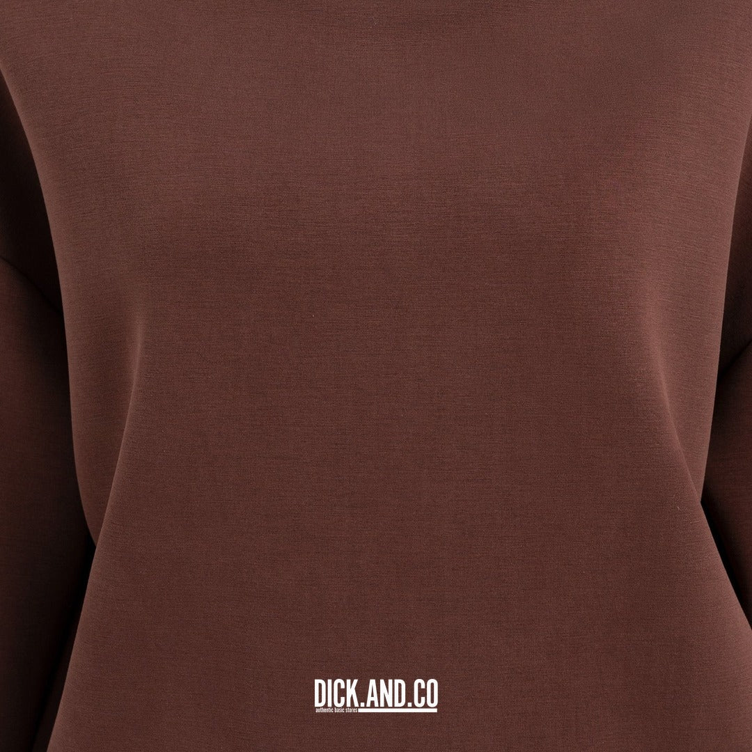 YAYA Sweater met gedrapeerde hoge hals in Rood, detailopname