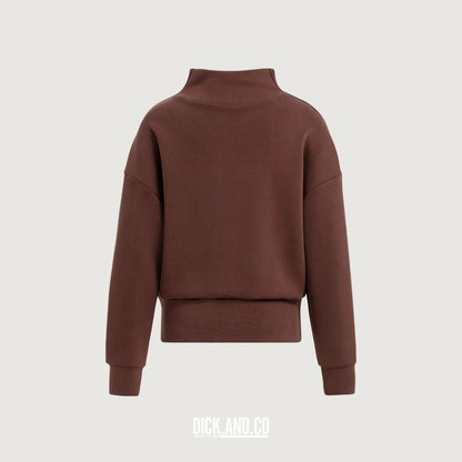 YAYA Sweater met gedrapeerde hoge hals in Rood, vrijstaand achteraanzicht
