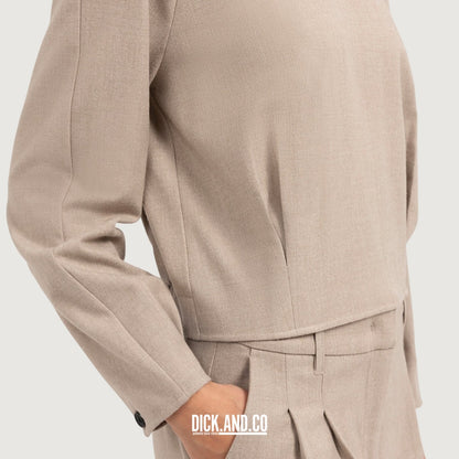 YAYA Top met subtiel bloezende zoom in Beige, zijaanzicht