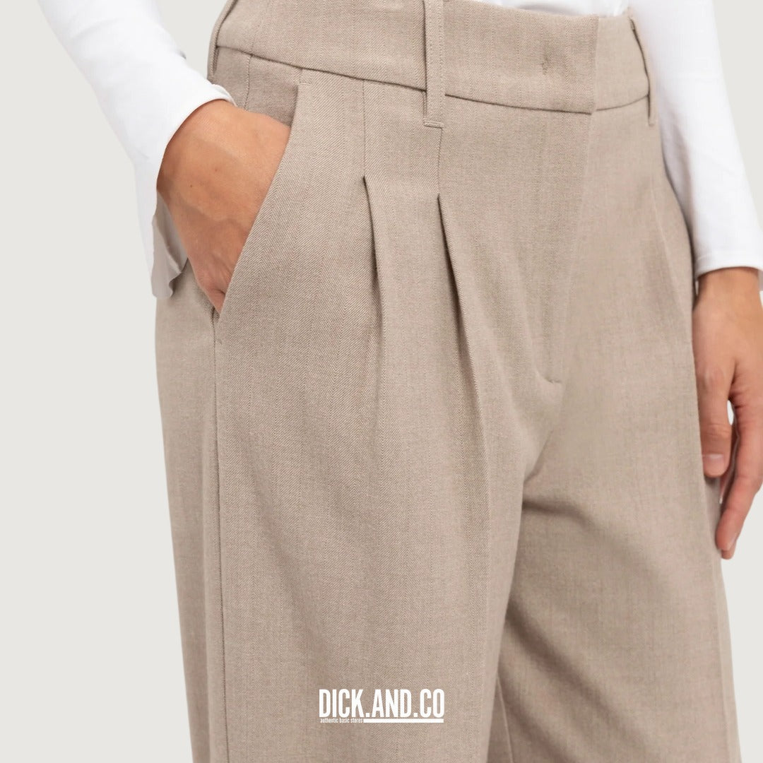 YAYA Zachte geweven pantalon met wijde pijpen in Beige, detailopname