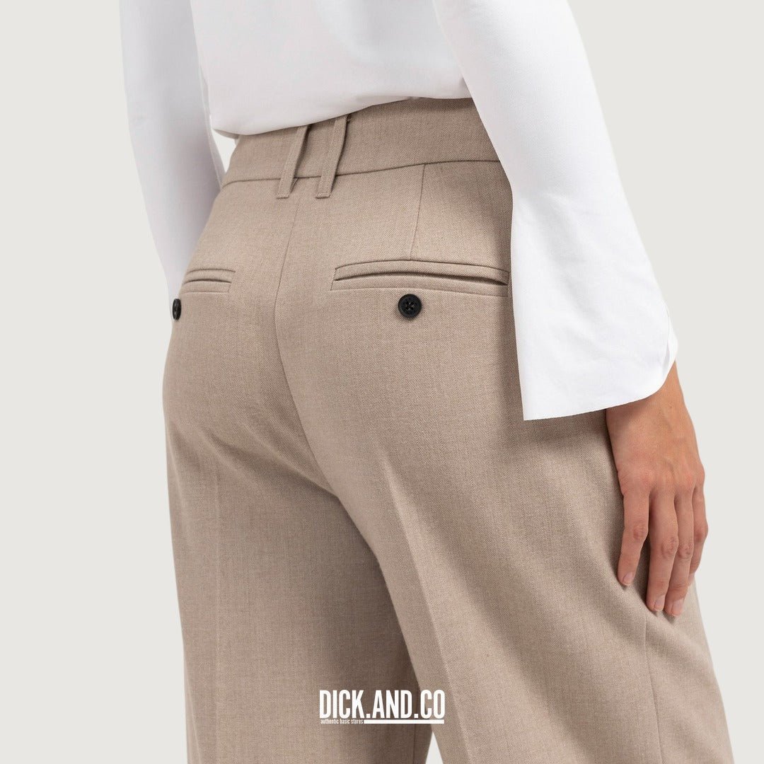 YAYA Zachte geweven pantalon met wijde pijpen in Beige, detailopname
