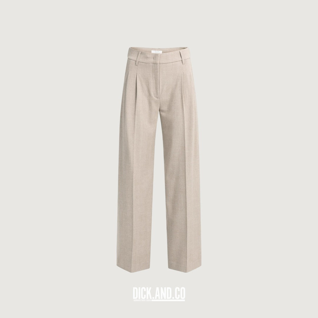 YAYA Zachte geweven pantalon met wijde pijpen in Beige, vrijstaand vooraanzicht