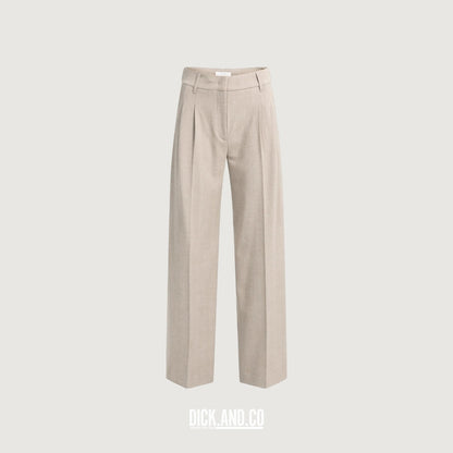 YAYA Zachte geweven pantalon met wijde pijpen in Beige, vrijstaand vooraanzicht